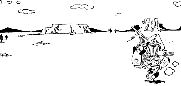 Elfie with Lobbey on her back galloping across the desert in her unique two legged style.